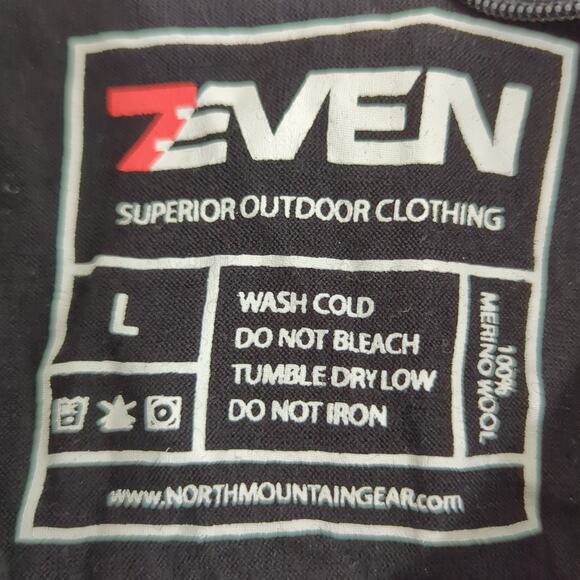 North Mountain Gear 7Even Outdoor Base Layer Black Zip Merino Wool Long Sleeve L - Picture 4 of 5